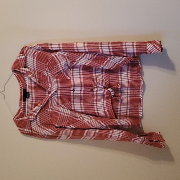 Sanctuary Tops - Sanctuary red and white plaid long sleeve shirt